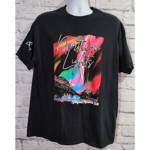 Gildan Black Northern Lights Littlefield Marching Band Graphic Shirt XL Soft